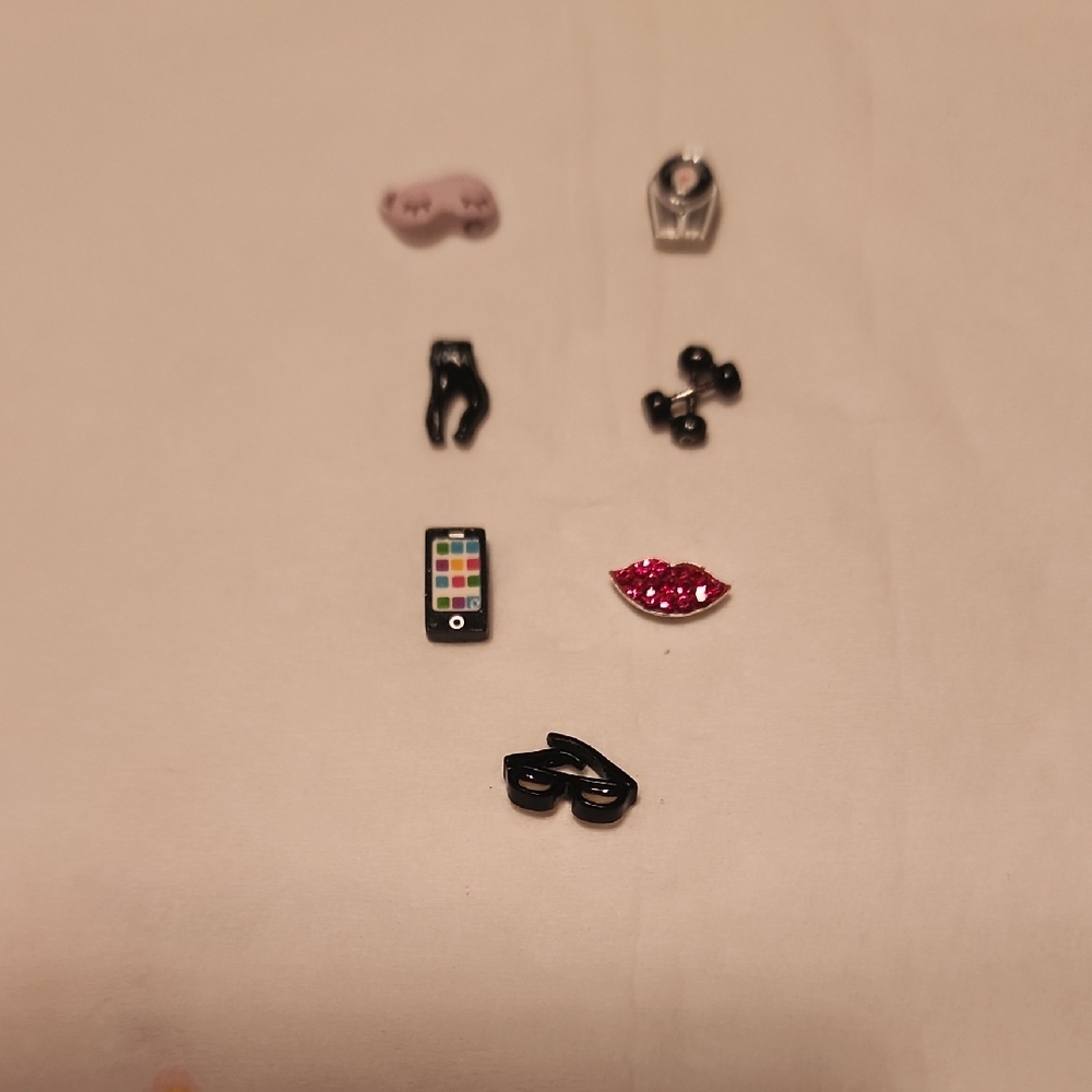 Origami Owl Black & Pink Enamel Charm Set